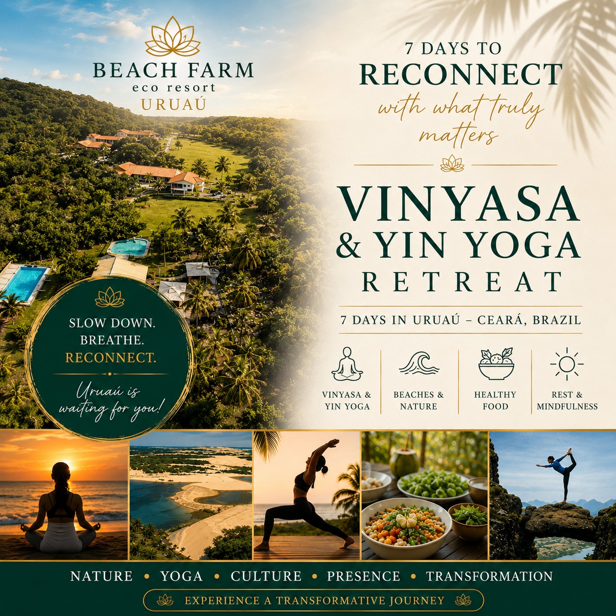 Retiro de Vinyasa & Yin Yoga no Beach Farm Uruaú